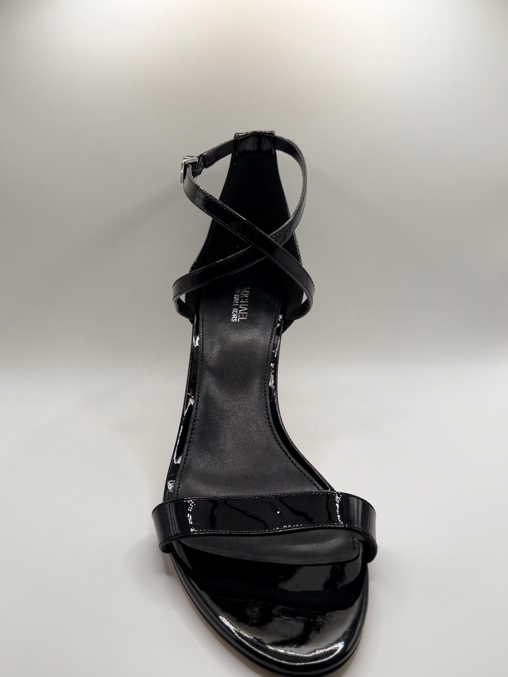 Michael Kors Black Patent Leather Crisscross Ankle Heel